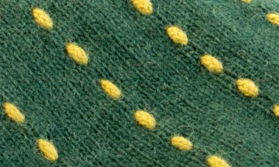 Portolano Contrast Stitch Wool Blend Gloves In Green