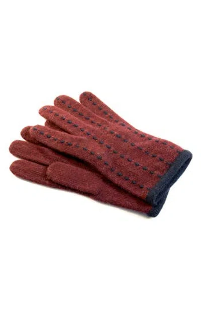 Portolano Contrast Stitch Wool Blend Gloves In Red