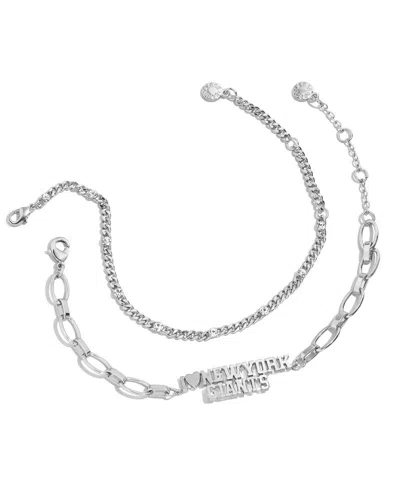 Wear By Erin Andrews X Baublebar Silver New York Giants Linear Bracelet Set In Metallic