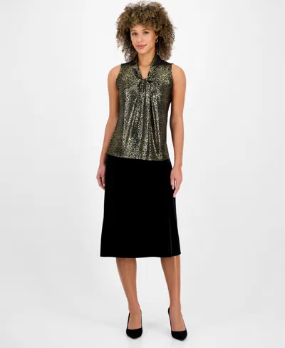 Kasper Women's Sleeveless Knot Front Jersey Top In Green