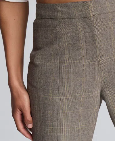 Kenneth Cole Plaid High Rise Split Front Flare Leg Pant In Multi