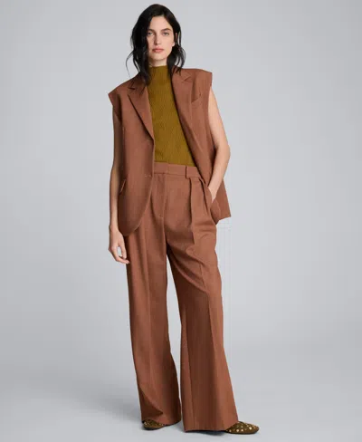 Kenneth Cole Large Chevron Stitch Sleeveless Mock Neck Sweater In Brown