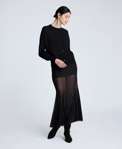 Kenneth Cole Women's Long Sleeve Button-front Cardigan Sweater In Black