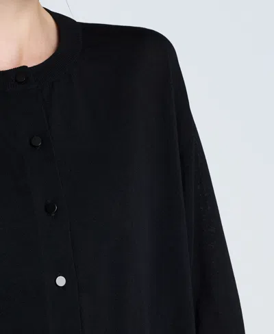 Kenneth Cole Women's Long Sleeve Button-front Cardigan Sweater In Black