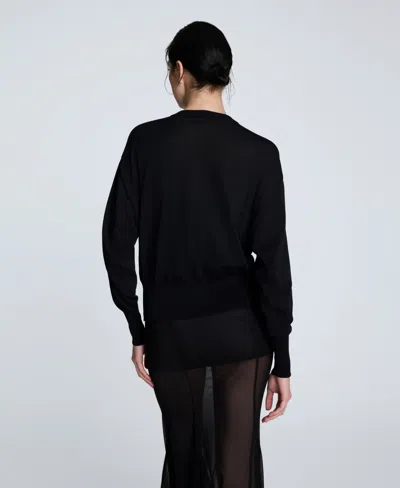 Kenneth Cole Women's Long Sleeve Button-front Cardigan Sweater In Black