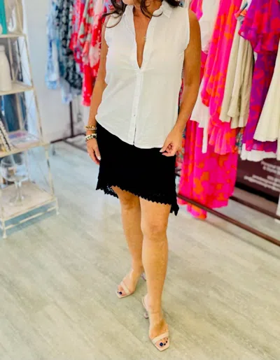 Cotton Natural Astra Sleeveless Button Down Top In White In Multi