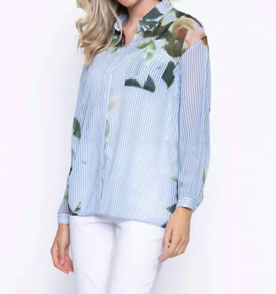 Picadilly Button-down Shirt With Slits In Blue Multi Stripe In Multi