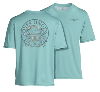Over Under Men's Tidal Tech Blue Crab Short Sleeve Shirt In Abaco In Blue