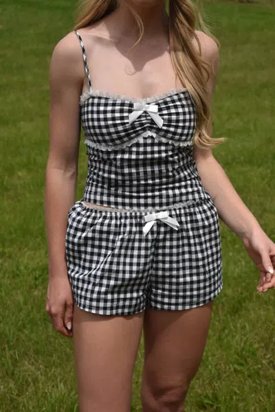 Sky To Moon Gingham Lounge Shorts In Multi In Multi