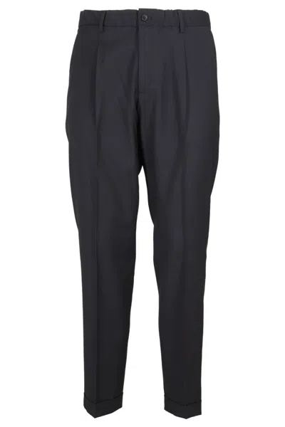 Briglia Blue Pinces Wool Zignone Model Pants In Black