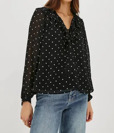 Rails Honora Polka-dot Chiffon Blouse In Black