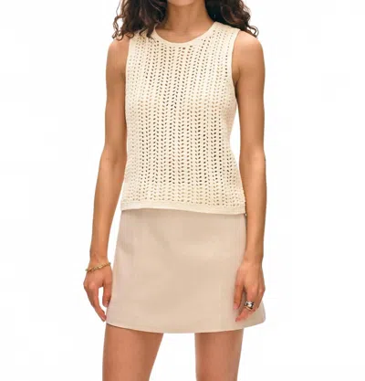 White + Warren Hand Crocheted Lofty Cotton Tank Top In Ivory In Multi