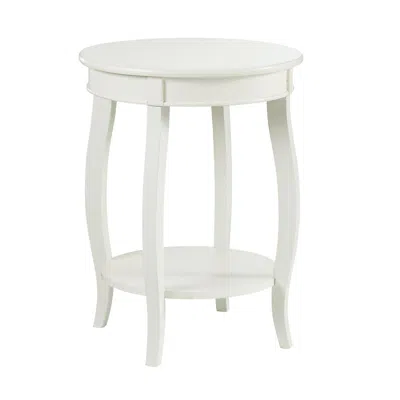 Powell White Round Table With Shelf In White