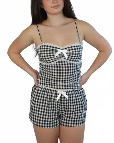 Sky To Moon Gingham Lounge Top In Multi In Gray