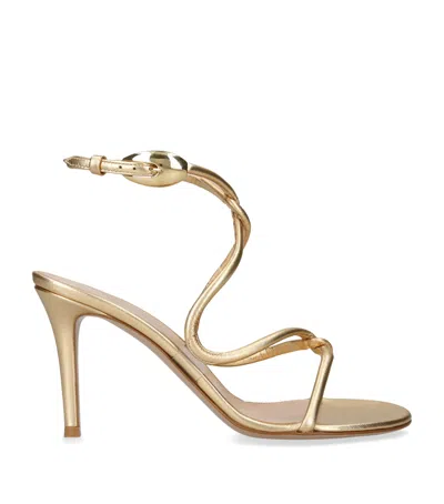Gianvito Rossi Mamba 85 Metallic Leather Sandals In Gold