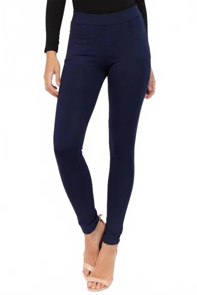 Yelete Women's Four Pocket Ponte Pants In Navy In Blue