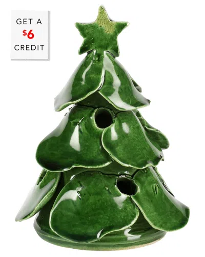 Vietri Foresta Green Mini Scalloped Tree  With $6 Credit In Gray