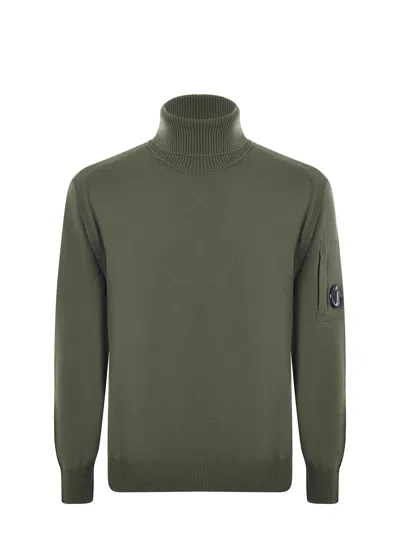 C.p. Company Ribbed Turtleneck Sweater In Green