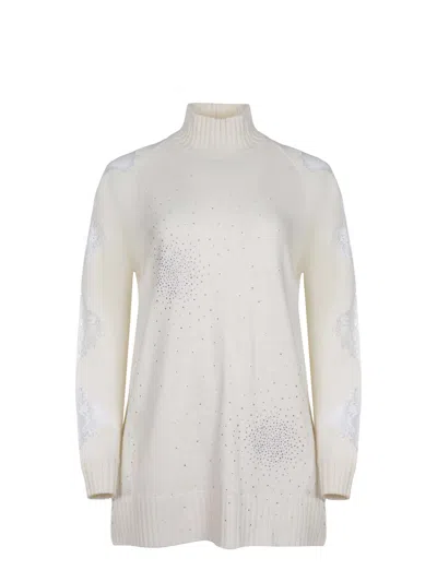 Giuseppe Di Morabito Rhinestone Lace Dress In White