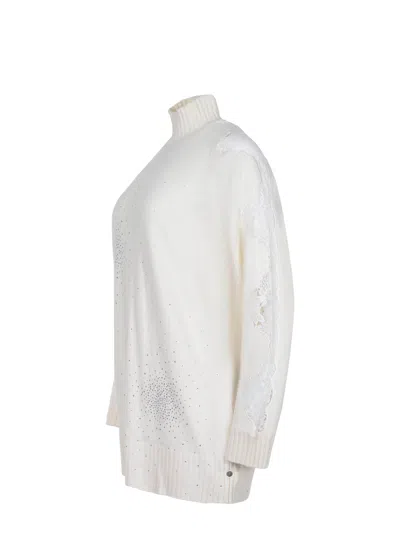 Giuseppe Di Morabito Rhinestone Lace Dress In White