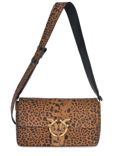 Pinko Love One Slouchy Classic Shoulder Bag In Brown