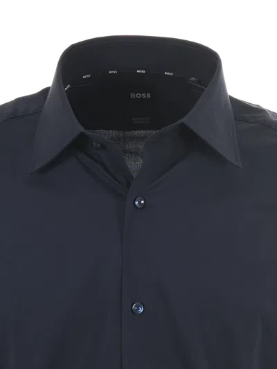 Hugo Boss Boss Men Slim Fit Shirt In Easy-iron Stretch Cotton Poplin In Black