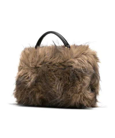 Sacai Faux Fur Muff In Sand