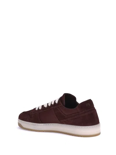 Prada Downtown Re-nylon And Suede Sneakers In Burgundy