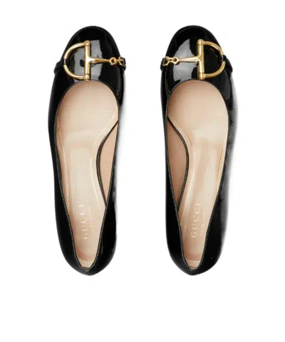 Gucci Damenballerina Mit Halbem Horsebit In Black