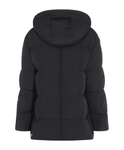 Jil Sander Hooded Long Padded Quilted Jacket In Blue