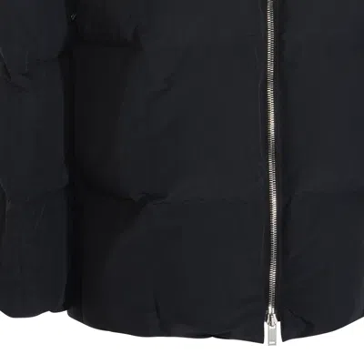 Jil Sander Hooded Long Padded Quilted Jacket In Blue