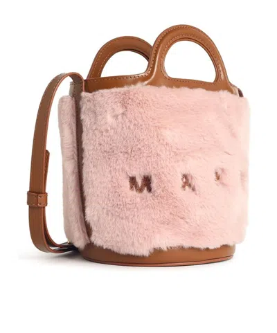 Marni Structured Tropicalia Bucket Bag With Drawstring Closure In Pink