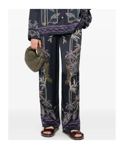 Forte Forte Wide-leg Trousers With Botanical Embroidery In Black