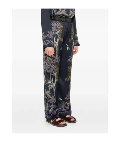 Forte Forte Wide-leg Trousers With Botanical Embroidery In Black