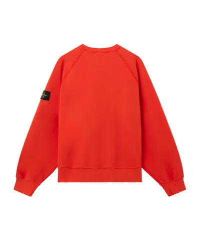 Stone Island Oversized Fit Crewneck Sweatshirt In Brushed Organic Cotton Fleece Clothing In Red
