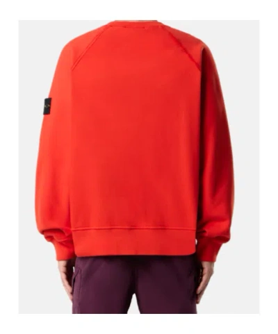 Stone Island Oversized Fit Crewneck Sweatshirt In Brushed Organic Cotton Fleece Clothing In Red