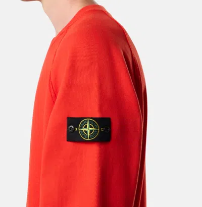 Stone Island Oversized Fit Crewneck Sweatshirt In Brushed Organic Cotton Fleece Clothing In Red