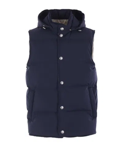 Eleventy Sleeveless Hooded Vest In Blue