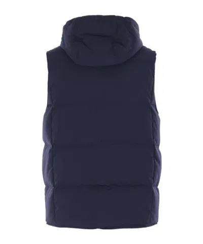Eleventy Sleeveless Hooded Vest In Blue
