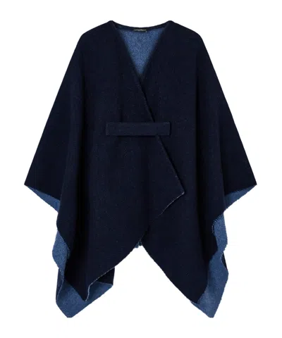 Emporio Armani Double-sided Cloak In Blue