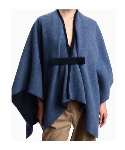 Emporio Armani Double-sided Cloak In Blue