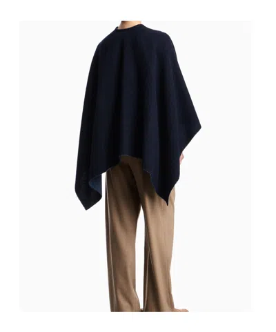 Emporio Armani Double-sided Cloak In Blue