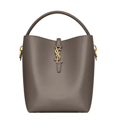 Saint Laurent Logo-plaque Top-handle Tote Bag In Gray