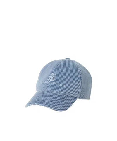 Brunello Cucinelli Cotton Baseball Cap Featuring Logo Design In Blue