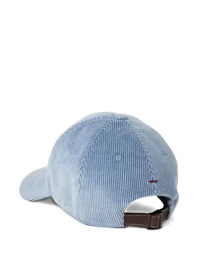 Brunello Cucinelli Cotton Baseball Cap Featuring Logo Design In Blue