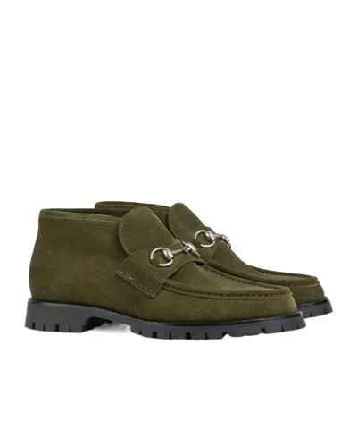 Gucci Ankle Boots With Chunky Sole And Buckle In Green