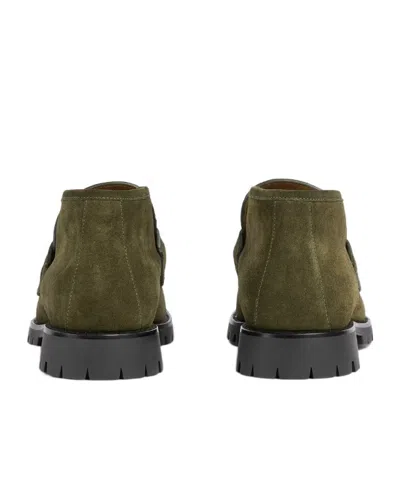 Gucci Ankle Boots With Chunky Sole And Buckle In Green