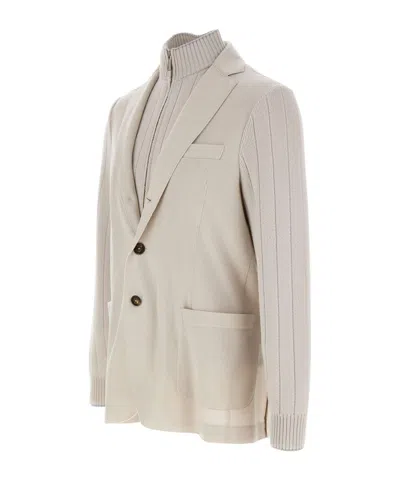 Eleventy Single-breasted Long Sleeve Suit Jacket In Neutral