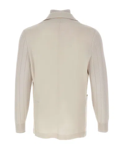 Eleventy Single-breasted Long Sleeve Suit Jacket In Neutral