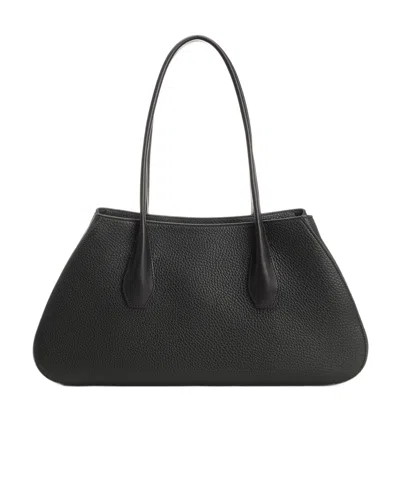 The Row Alger Geometric Shoulder Bag In Leather In Black